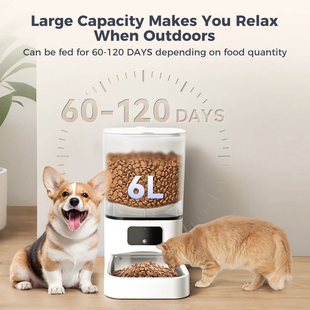 Smart Automatic Pet Feeder 6L · WiFi App Control for Cats & Dogs