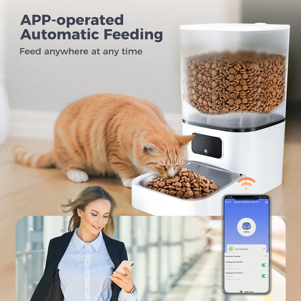 Smart Automatic Pet Feeder 6L · WiFi App Control for Cats & Dogs
